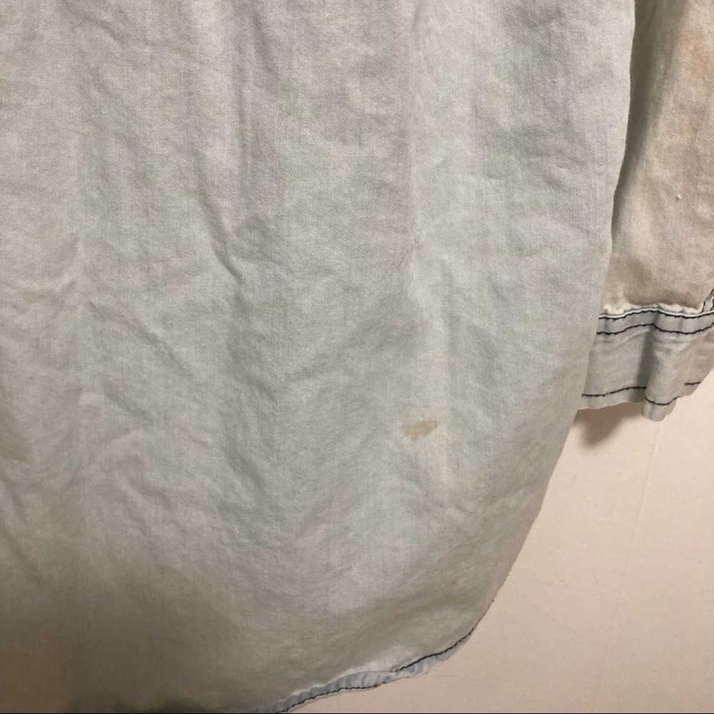 One teaspoon western distressed button down Jean denim long sleeve shirt stained - Picture 9 of 9